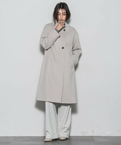 MAYSON GREY / メイソングレイ ダッフルコート | ライトジャージメルトンスタンドカラーロングコート | 詳細12