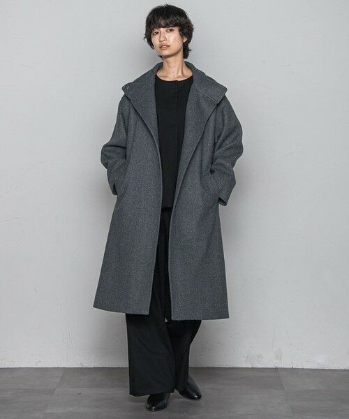 MAYSON GREY / メイソングレイ ダッフルコート | ライトジャージメルトンスタンドカラーロングコート | 詳細18