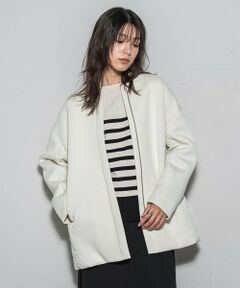 MAYSON GREY / メイソングレイ ダッフルコート | モスダンボール×中綿キルティングノーカラーコート≪手洗い可能≫