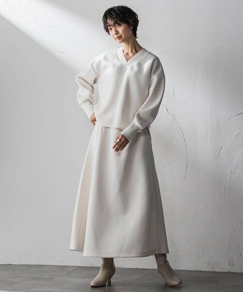 MAYSON GREY / メイソングレイ ロング・マキシ丈ワンピース | 軽量ボンディングスカートセットアップ≪洗濯機で洗える≫（オフホワイト）