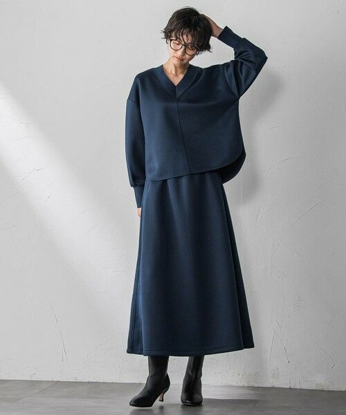 MAYSON GREY / メイソングレイ ロング・マキシ丈ワンピース | 軽量ボンディングスカートセットアップ≪洗濯機で洗える≫（ネイビー）