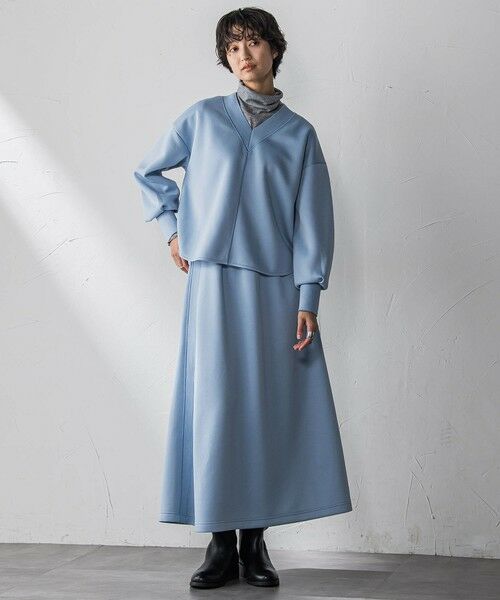 MAYSON GREY / メイソングレイ ロング・マキシ丈ワンピース | 軽量ボンディングスカートセットアップ≪洗濯機で洗える≫（ブルー）