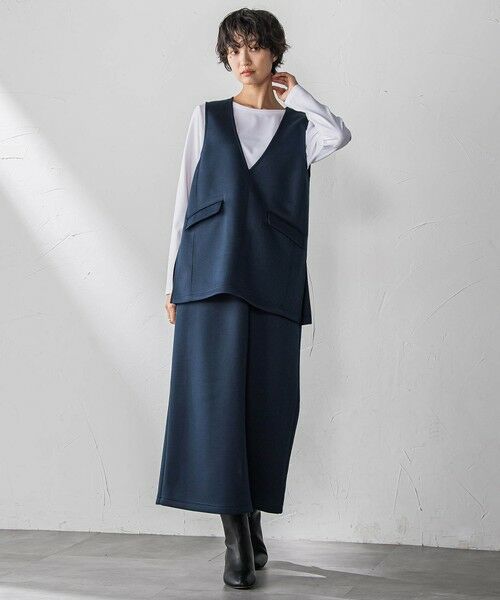 MAYSON GREY / メイソングレイ ロング・マキシ丈ワンピース | 軽量ボンディング3ピーススカートセットアップ≪洗濯機で洗える≫（ネイビー）