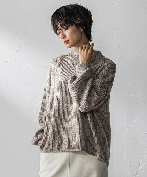 MAYSON GREY / メイソングレイ ニット・セーター | ラメリブボトルネックニット≪手洗い可能≫（ベージュ）