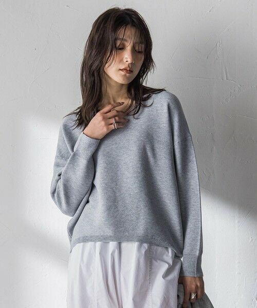 MAYSON GREY / メイソングレイ ニット・セーター | Vネックラメガーターニットプルオーバー≪手洗い可能≫（ライトグレー）