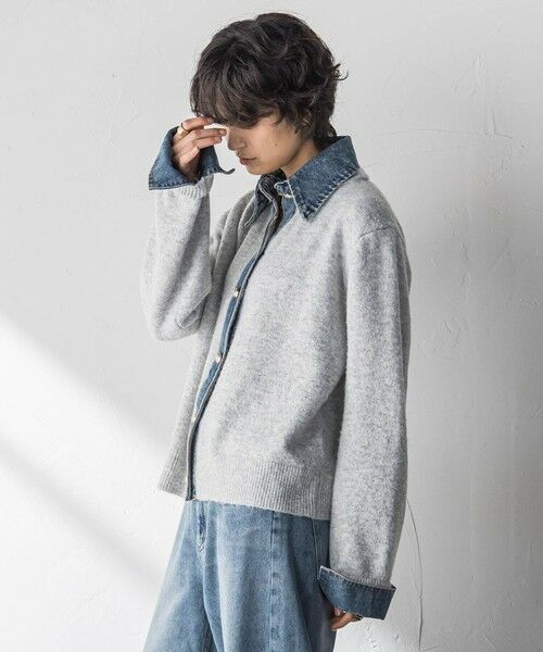 MAYSON GREY / メイソングレイ ニット・セーター | デニムレイヤード風カーディガン≪手洗い可能≫ | 詳細2