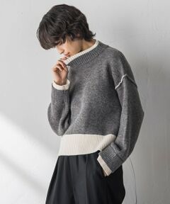 【WEB限定】ハイネック配色ニット≪手洗い可能≫