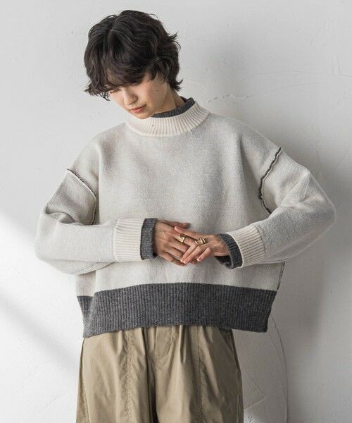 MAYSON GREY / メイソングレイ ニット・セーター | 【WEB限定】ハイネック配色ニット≪手洗い可能≫ | 詳細1