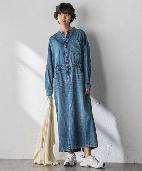 MAYSON GREY / メイソングレイ ロング・マキシ丈ワンピース | デニムバンドカラーシャツワンピース（ブルー）