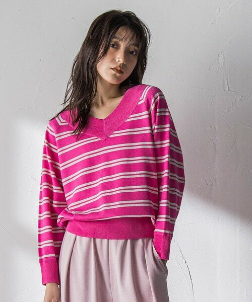 MAYSON GREY / メイソングレイ ニット・セーター | LEVITA Vネックドルマンニットプルオーバー（ピンク系その他）