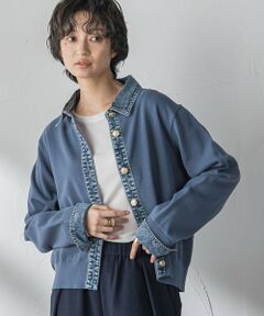 MAYSON GREY / メイソングレイ カーディガン・ボレロ | デニムレイヤード風ニットカーディガン