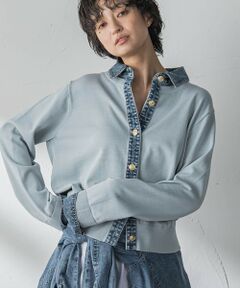 MAYSON GREY / メイソングレイ カーディガン・ボレロ | デニムレイヤード風ニットカーディガン