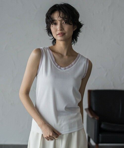 MAYSON GREY / メイソングレイ キャミソール・チューブトップ | シアーネックリブタンクトップ | 詳細1
