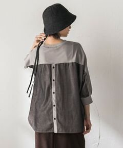 MAYSON GREY / メイソングレイ カットソー | ポンチローマBACK釦ドッキングプルオーバー