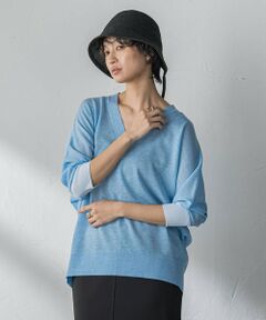 MAYSON GREY / メイソングレイ ニット・セーター | LEVITA配色Vネックドルマンニットプルオーバー