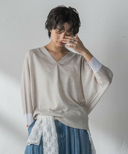 MAYSON GREY / メイソングレイ ニット・セーター | LEVITA配色Vネックドルマンニットプルオーバー | 詳細1