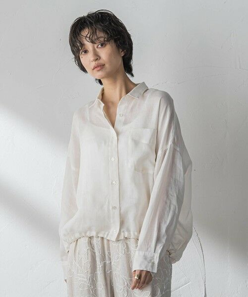 MAYSON GREY / メイソングレイ シャツ・ブラウス | ラスターラミーカルゼバックドロストヘムシャツ | 詳細1