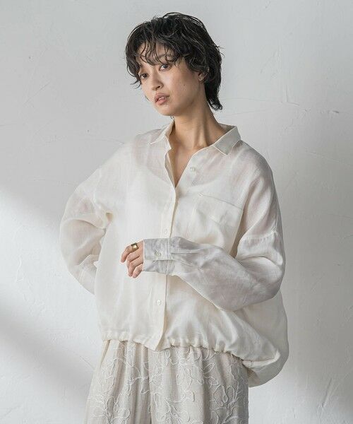 MAYSON GREY / メイソングレイ シャツ・ブラウス | ラスターラミーカルゼバックドロストヘムシャツ | 詳細2