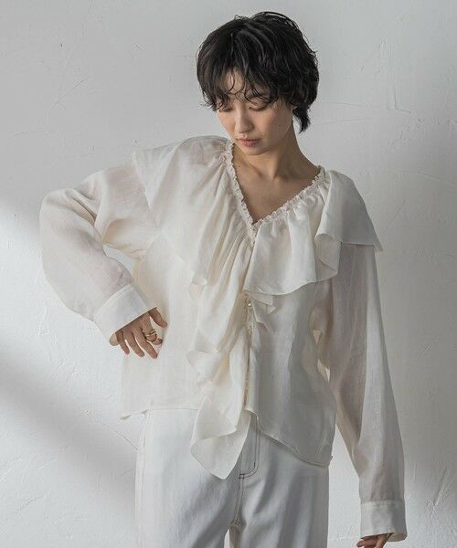 MAYSON GREY / メイソングレイ シャツ・ブラウス | ラスターラミーカルゼラッフルカラーブラウス | 詳細2