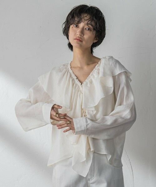 MAYSON GREY / メイソングレイ シャツ・ブラウス | ラスターラミーカルゼラッフルカラーブラウス | 詳細1