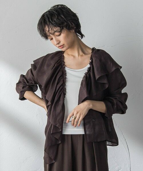 MAYSON GREY / メイソングレイ シャツ・ブラウス | ラスターラミーカルゼラッフルカラーブラウス | 詳細11