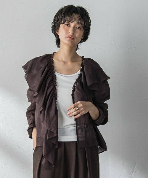 MAYSON GREY / メイソングレイ シャツ・ブラウス | ラスターラミーカルゼラッフルカラーブラウス | 詳細12