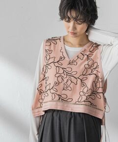 MAYSON GREY / メイソングレイ ダウンジャケット・ベスト | ボタニカル刺繍サイドリボンショートベスト