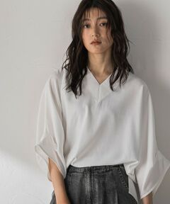 MAYSON GREY / メイソングレイ シャツ・ブラウス | シャンブレーワイドスリーブVネックブラウス