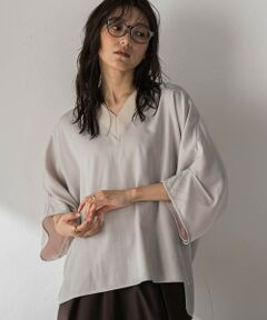 MAYSON GREY / メイソングレイ シャツ・ブラウス | シャンブレーワイドスリーブVネックブラウス