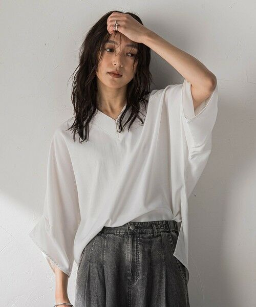 MAYSON GREY / メイソングレイ シャツ・ブラウス | シャンブレーワイドスリーブVネックブラウス | 詳細1