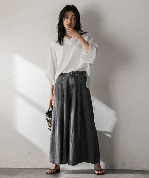 MAYSON GREY / メイソングレイ シャツ・ブラウス | シャンブレーワイドスリーブVネックブラウス | 詳細5