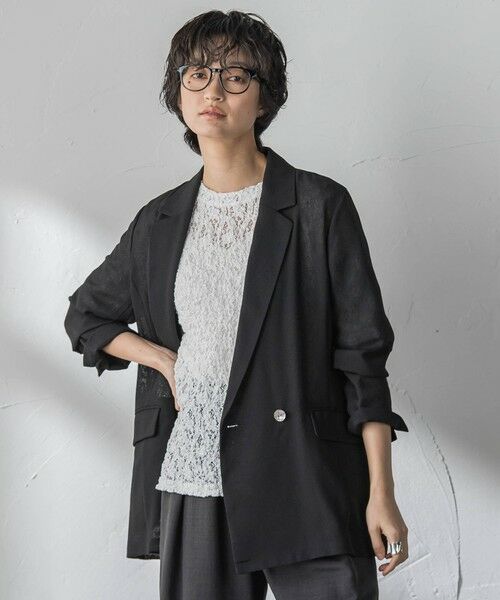 MAYSON GREY / メイソングレイ テーラードジャケット | ヴィンテージメッシュダブルブレストジャケット（ブラック）