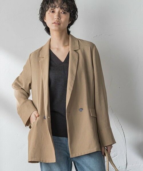 MAYSON GREY / メイソングレイ テーラードジャケット | ヴィンテージメッシュダブルブレストジャケット（キャメル）