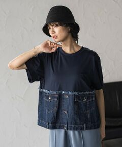 MAYSON GREY / メイソングレイ カットソー | デニムドッキングTシャツ