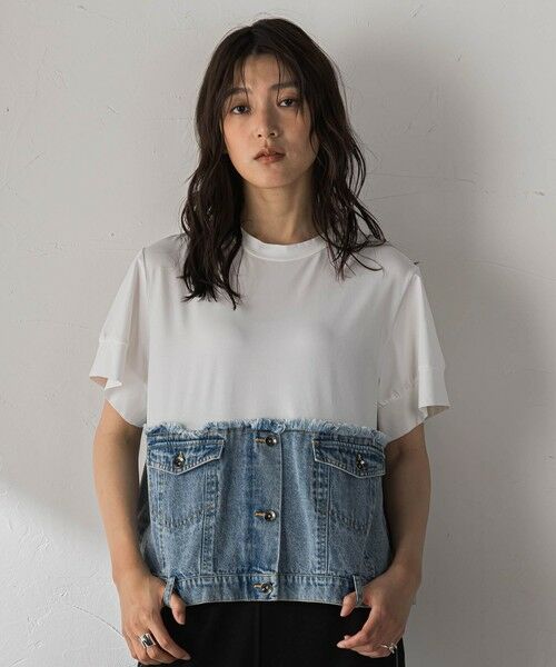 MAYSON GREY / メイソングレイ カットソー | デニムドッキングTシャツ | 詳細1