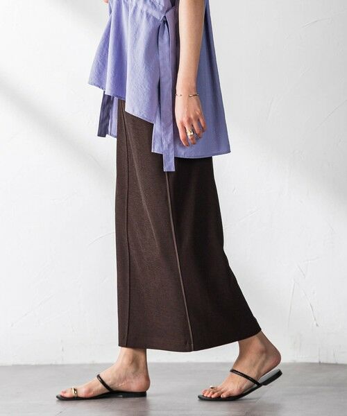 MAYSON GREY / メイソングレイ ミニ・ひざ丈スカート | 叶えるカットIラインスカート（ブラウン）