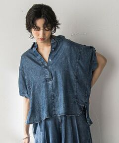 MAYSON GREY / メイソングレイ シャツ・ブラウス | ゆれるデニム5分袖スキッパーブラウス