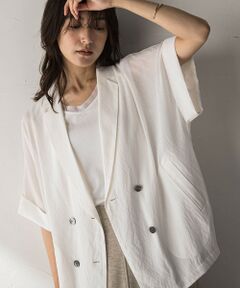 MAYSON GREY / メイソングレイ テーラードジャケット | 強撚気流ダブルブレスト半袖ジャケット