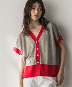 MAYSON GREY / メイソングレイ カーディガン・ボレロ | バイカラーVネックシアーニットカーディガン