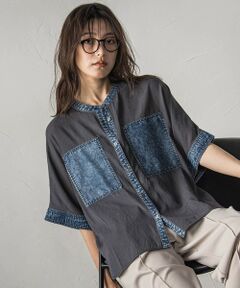 MAYSON GREY / メイソングレイ シャツ・ブラウス | デニムドッキングシアーシャツ