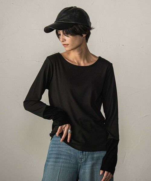MAYSON GREY / メイソングレイ カットソー | ベロアカフスロングTシャツ（ブラック）