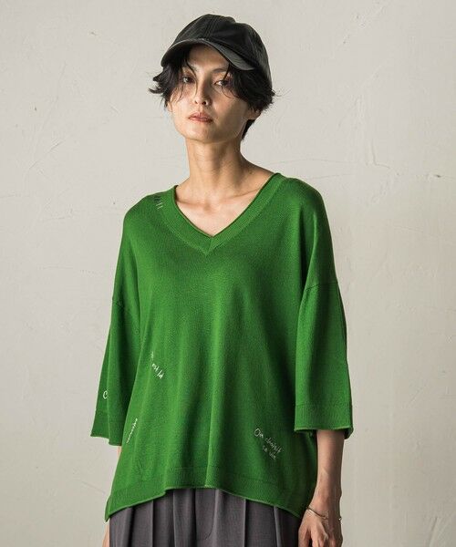 MAYSON GREY / メイソングレイ ニット・セーター | 【40周年限定】メッセージ刺繍Vネックニットプルオーバー | 詳細1