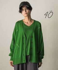 MAYSON GREY / メイソングレイ カーディガン・ボレロ | 【40周年限定】メッセージ刺繍Vネックニットカーディガン