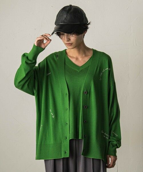 MAYSON GREY / メイソングレイ カーディガン・ボレロ | 【40周年限定】メッセージ刺繍Vネックニットカーディガン | 詳細1