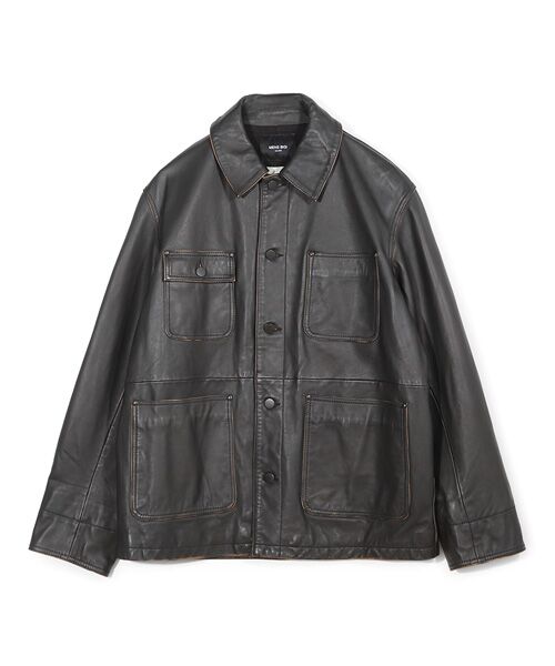 MEN'S BIGI/メンズビギ 【JAGROSE/ジャグロース】別注ラムレザーカバーオール ブラック 3 MEN'S BIGI/メンズビギ 【JAGROSE/ジャグロース】別注ラムレザーカバーオール ブラック 3