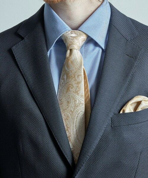 MEN'S BIGI / メンズビギ ネクタイ | シャドーペイズリー×ドット柄シルクネクタイ | 詳細1