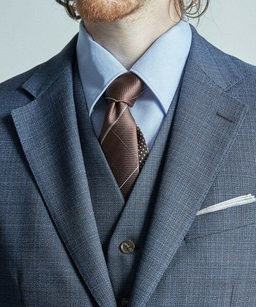 MEN'S BIGI / メンズビギ ネクタイ | チェック×ドット柄シルクネクタイ | 詳細1