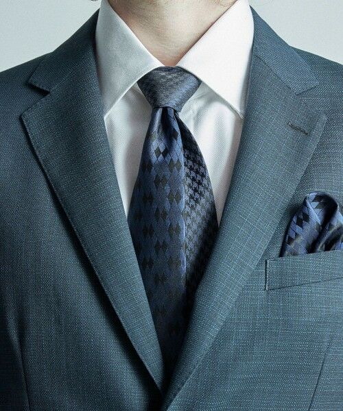 MEN'S BIGI / メンズビギ ネクタイ | 変形アーガイル×シャドー千鳥柄シルクネクタイ | 詳細1