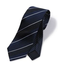 MEN'S BIGI / メンズビギ ネクタイ | シャドーペイズリーストライプ×ピンドット柄シルクネクタイ