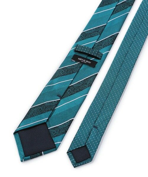MEN'S BIGI / メンズビギ ネクタイ | シャドーペイズリーストライプ×ピンドット柄シルクネクタイ | 詳細1